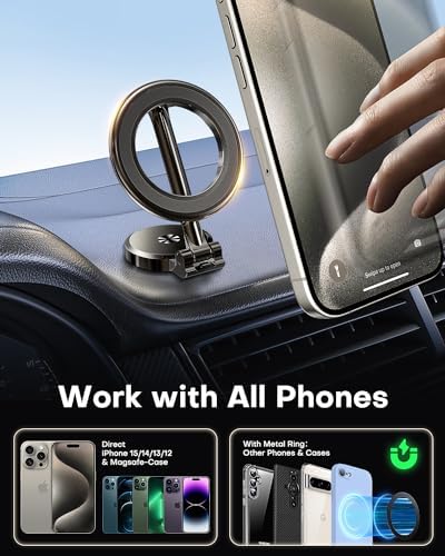 MP-MALL Mag-Safe Car Mount for i Phone 15/14/13/12 Pro Max Plus – Premium Magnetic Dashboard Holder with 360-Degree Rotation for Hands-Free Navigation – Effortless Installation & Sleek Black Design for Enhanced Vehicle Interior – Secure Grip for Safe Driving & Uninterrupted Connectivity