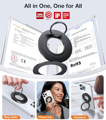 Elevate Your Mobile Experience with TORRAS 2025 Upgrade Dual-Ring Mag Safe Phone Grip Holder in Desert Titanium Gold – Ultimate Compatibility for i Phone 16/15/14/13/12/11, Samsung & Google Devices, Innovative Magnetic Kickstand for Effortless Hands-Free Viewing and Enhanced Stability