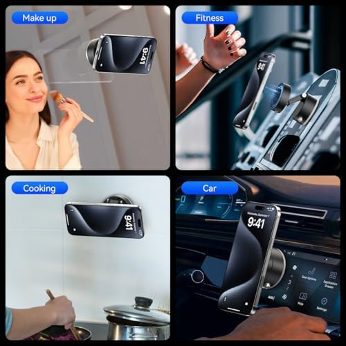 Revolutionary 15 W Magnetic Wireless Car Charger Mount – Adjustable Fast Charging Holder for i Phone 12-16 | Sleek, Foldable Design for Optimal Viewing | Ideal Gift for Tech-Savvy Drivers | Enhanced Mag Safe Compatibility & Travel-Friendly Convenience