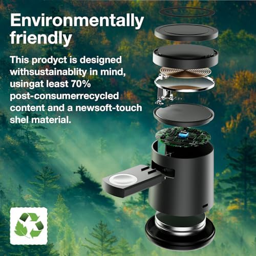 2025 Enhanced 3-in-1 Apple Charging Station: Adjustable Wireless Dock with Fast Charging for i Phone 16/15/14/13/12 Pro Max, Apple Watch, and Air Pods – Eco-Friendly, Portable Design for Ultimate Convenience and Productivity