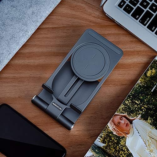 Nillkin Adjustable Metal Wireless Charging Stand – Fast Charge for i Phone 16 15 14 13 12 & Samsung Galaxy S25 S24 S23 S22 S21 Ultra/Plus – Versatile Space Grey Design for Enhanced Functionality and Safety
