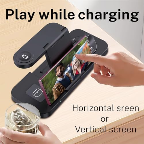 Ultimate 6-in-1 Wireless Charging Dock for i Phone 16/15/14/13, Apple Watch Series, Air Pods Pro – Super-Fast Qi-Certified Charging Station with QC3.0 Adapter for Seamless Device Compatibility and Safety Features – Perfect for Home and Travel Use