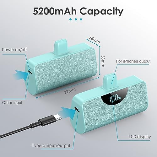 Ultra-Compact 5200 m Ah Power Bank for i Phone – 20 W PD Fast Charging Mini Portable Charger for i Phone 14 Pro Max/14/13/12/11/XR/X/8/7/6/SE – Lightweight Battery Pack with Intelligent Charging Technology for On-the-Go Power