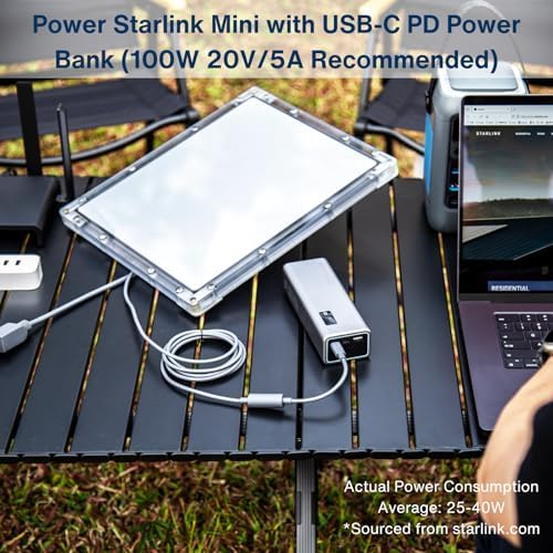 DC Female to USB-C Male Waterproof Power Adapter Cable for Starlink Mini – 100 W PD Power Delivery for Fast Charging, Ideal Outdoor Power Solution, Compatible with USB-C Chargers and Power Banks, Durable and Weather-Resistant Design for Uninterrupted Connectivity