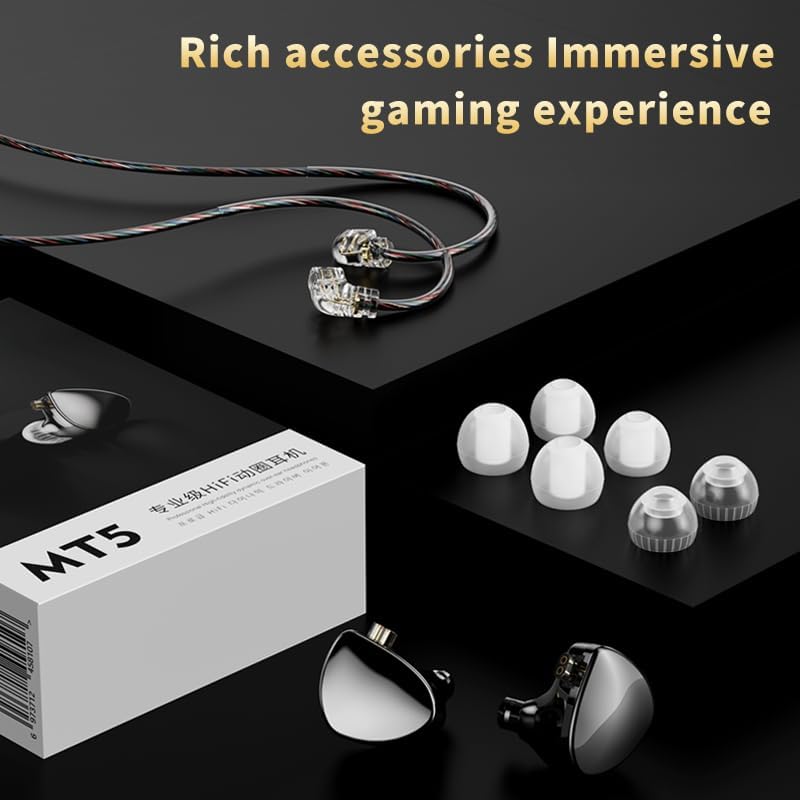 TRN MT5 Type C Wired Earbuds – Premium Noise-Isolating In-Ear Headphones with Immersive Bass & Tangle-Free Cord for Unmatched Audio Quality – Ideal for Music Enthusiasts & Professionals, Featuring Interchangeable Cable & Built-in Microphone (Sleek Black Finish)