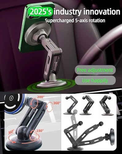 Revolutionize Your Driving with the 15 W Mag Safe Car Mount Charger – Ultra-Strong Magnetic Holder for i Phone 12-16 Pro Max Plus, Qi2 Wireless Technology, Three-Fold Rotation for Optimal Convenience and Safety, LED Charging Indicator – The Ultimate Solution for Effortless Navigation and Hands-Free Communication