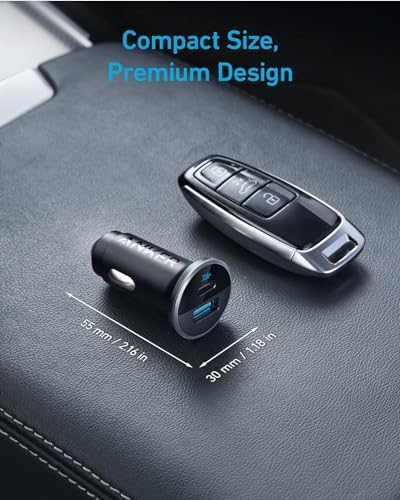 Anker 323 52.5 W USB-C Car Charger Adapter – Power IQ 3.0 Fast Charge for i Phone 15/15 Pro Max, Galaxy S23/22, Pixel – Dual Device Charging, Compact Design with Safety Features for On-the-Go Efficiency