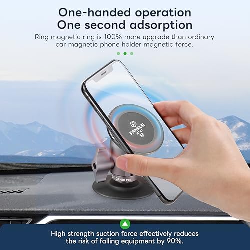 FANAUE 360-Degree Adjustable Magnetic Car Phone Mount – Premium Dashboard & Windshield Holder for 4.7-7.5″ Smartphones – RAM Mount B Size Compatible – Enhance Driving Safety with Secure Grip & Quick Access – Durable, Easy-to-Clean Design for Ultimate Convenience
