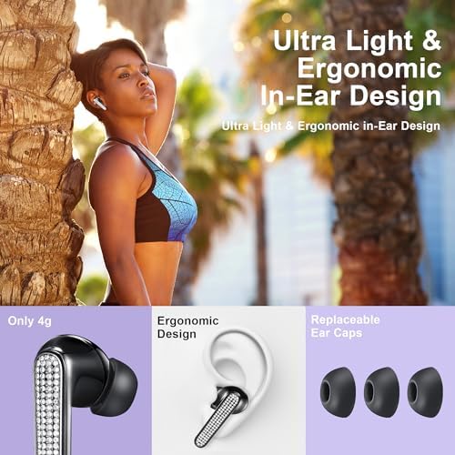 Luxurious Diamond S Wireless Earbuds with Embedded Rhinestones – Personalized High-Quality Sound Headphones for Stylish Audio Experiences – Effortless Device Compatibility and Fast Pairing – Perfect for Fashion-Forward Music Lovers