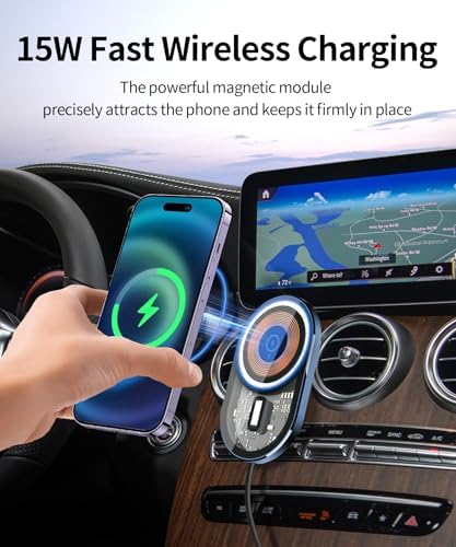 Premium Wireless Charging Car Phone Holder for Mercedes Benz GLC & C Class (2022-2025) – 360° Adjustable Mount with Mag Safe Compatibility – Stylish & Safe Navigation Solution for the Modern Driver