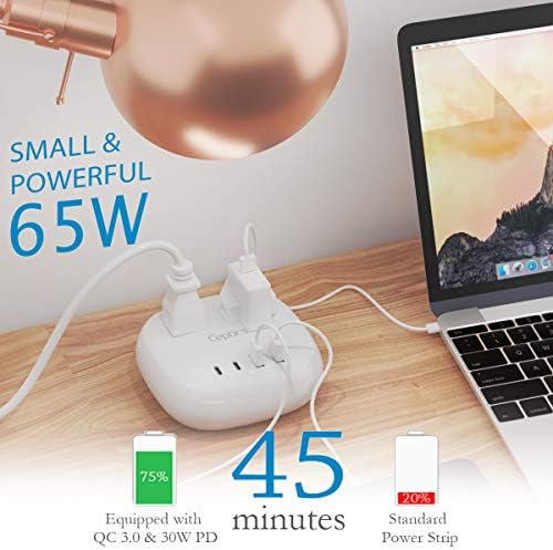 Compact 65 W USB Power Strip with Surge Protection – Dual USB & USB-C Fast Charging Hub for Home, Office, and Travel – Smart Voltage Technology for Optimal Device Compatibility and Safety