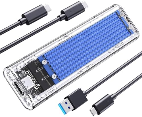 ORICO Transparent M.2 NVMe SSD Enclosure – Ultra-Fast USB 3.2 Gen 2 Adapter for PCI-E M-Key SSDs (2280/2260/2242/2230) – Lightweight and Durable External Solid State Drive Case with Tool-Free Setup and USB Type-C Support for Seamless Data Transfer