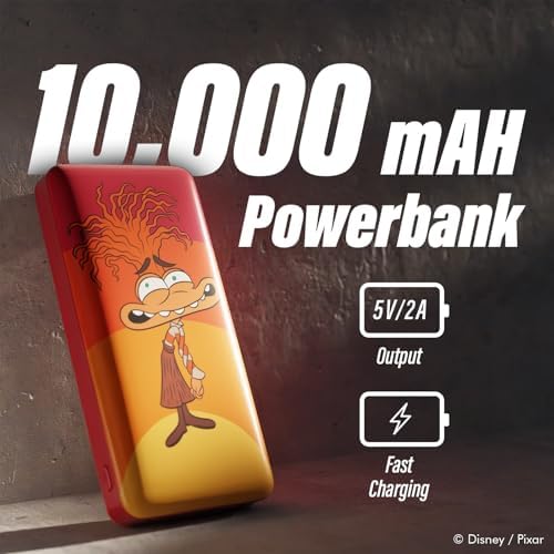 Disney Pixar Inside Out 2 10,000 m Ah Power Bank – Universal Portable Charger for All USB Devices – Quick Charge Battery Pack Gift for Kids, Teens, Men & Women – Fun and Functional Accessory for On-the-Go Power Solutions
