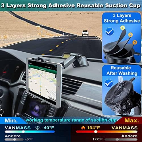 Cuxwill Universal Tablet Dashboard Mount for Cars: Versatile 4-13″ Device Holder with Robust Suction Cup for Enhanced Safety & Hands-Free Navigation – Ideal for i Pad Pro, Samsung Tab & i Phone – Optimal Visibility & Easy Installation