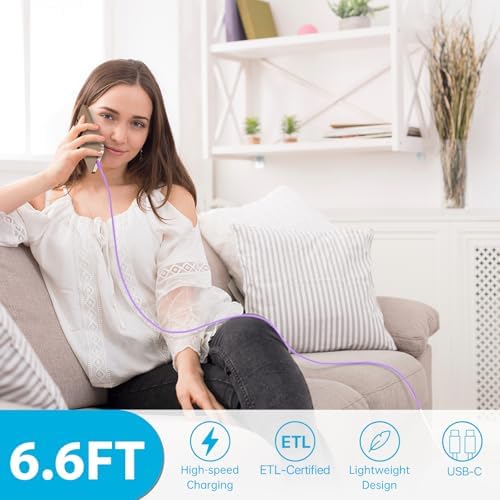 30 W Ultra-Fast USB C Wall Charger with 10 FT Cable in Stylish Purple Gradient | Rapid Charging Solution for Phone 15 Series & S24 Ultra Plus | Compact & Versatile Power Adapter for Modern Devices