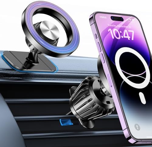 Kaistyle Mag Safe Car Mount: Ultra-Strong 20-Magnet Magnetic Phone Holder with 360° Rotation for i Phone 12-16 Plus | Premium Dashboard Accessory for Safe Navigation | Effortless Installation & Maximum Stability for Modern Drivers