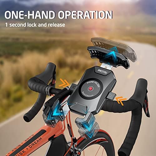 i MESTOU Wireless Phone Charger & Anti-Theft Motorcycle Mount – Fast 15 W Quick Charge with 720-Degree Rotation, USB-C 3 A Compatibility, Secure 1″ Ball Phone Holder for 4.0-7.0″ Smartphones – Innovative Handlebar Accessory for 12 V/24 V Vehicles
