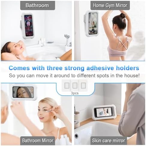 Shower Phone Holder Waterproof,480° Rotating Wall Phone Holder Mount with HD Touch Screen Guardian Phone up to 7 inch for iPhone 15 14 13 12 Pro 11 XR Max Samsung Galaxy S21 – Enhanced Compatibility and Speed