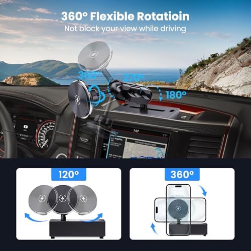 Kaishengyuan Premium Metal Phone Mount for 2019+ Ram Trucks – Durable Adjustable Dash Holder for Dodge RAM 1500/2500/3500 & TRX Models, 360° Rotatable Smartphone Stand for Ultimate Hands-Free Navigation & Safe Driving, Effortless Tool-Free Installation for All Smartphone Compatibility, Elevate Your Driving Experience with Enhanced Aesthetics and Functionality