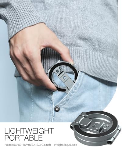 Mag Safe-Compatible Dual Magnetic Phone Holder for i Phone 12-16 Series – Portable Gym Stand with 1/4″ Tripod Mount in Sleek Silver – Ultimate Stability and Accessibility for Active Lifestyles