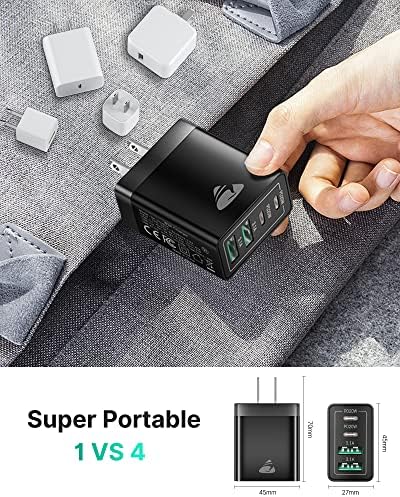 Aiminu 40 W 4-Port USB C Wall Charger Block 3-Pack – Efficient PD Fast Charging Solution for i Phone 15/14/13/12/11/Pro Max, i Pad & Android Devices – Ideal for Home, Travel, and Multi-Device Power Needs