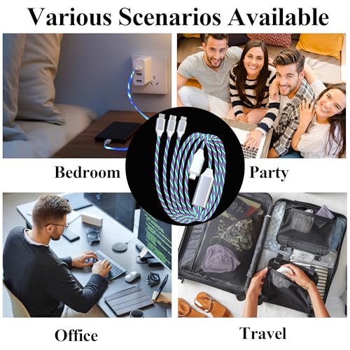 LED USB C Multi Charging Cable – 3-in-1 Fast Charging Solution with 3 A Power Delivery, 4 FT Length & Innovative LED Indicator for Type C, Micro USB & Apple Devices – Durable, Tangle-Free Design Perfect for Home, Office & Travel Use