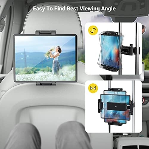 Ultimate AHK Car Headrest Mount Holder for Tablets & Smartphones – Versatile 360° Rotating Stand for Enhanced Road Trip Entertainment – Compatible with 4.5″ to 10″ Screens – Simple Installation & Secure Fit for Family Adventures
