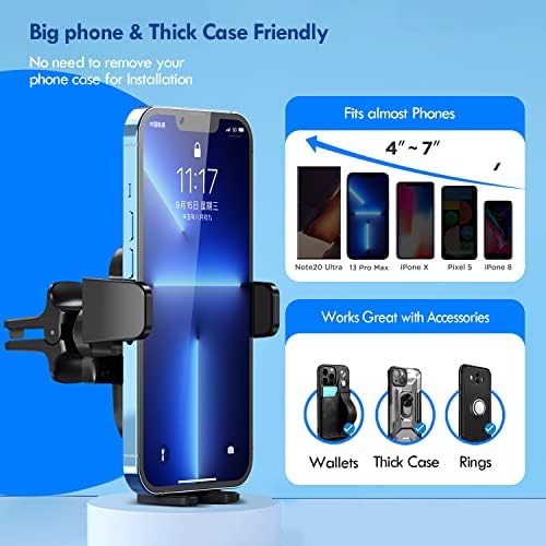 Universal 2023 Car Phone Holder Mount – Effortless Hands-Free Dashboard & Windshield Accessory for i Phone and Samsung Devices – Versatile Air Vent Smartphone Cradle with 360-Degree Rotation for Optimal Viewing – Quick, Tool-Free Installation for All Vehicle Models