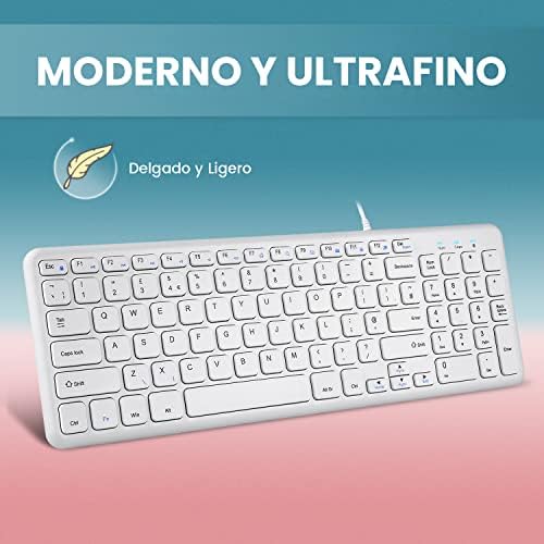 Whisper-Quiet Perixx PERIBOARD-213 W USB Scissor Keyboard – Compact Spanish QWERTY with Numeric Keypad for Enhanced Productivity – Perfect for Home and Office Use