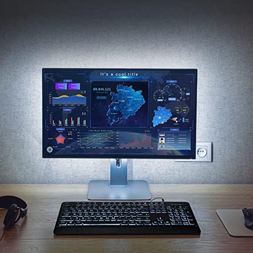 Illuminate Your Typing: Large Print Backlit USB Keyboard with Ergonomic Design for Enhanced Visibility – Perfect for Windows Desktops, Laptops & Gaming – Spill-Proof Full-Size Layout with White LED Backlighting for Optimal Comfort and Speed