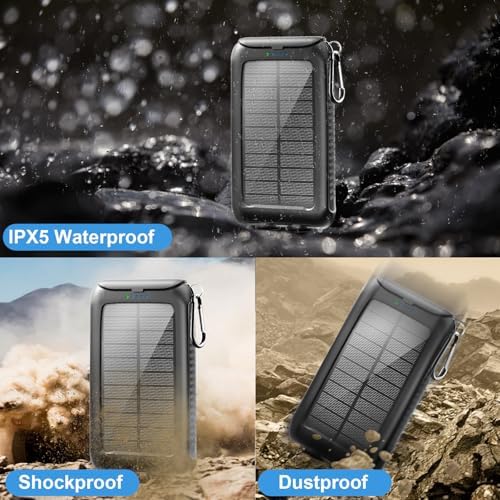 Ultimate 49,800 m Ah Solar Power Bank – Rugged Waterproof Portable Charger with 15 W Fast Charge USB-C & Built-in LED Flashlight – Eco-Friendly Outdoor Charging Solution for All Mobile Devices and Electronics