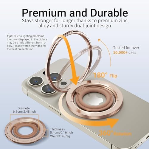 OPSO Mag Safe-Compatible Magnetic Phone Ring Holder – 360° Rotating Grip with Adjustable Kickstand for i Phone 16/15/14/13/12/Pro/Max & Universal Smartphones – Ergonomic Design for Enhanced Stability, Style, and Hands-Free Convenience