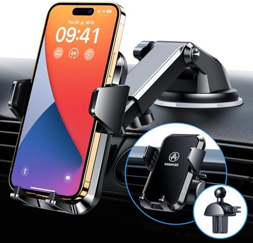 Ultimate Military-Grade VANMASS True Anti-Vibration Car Phone Holder – Secure Suction Mount for Dashboard, Windshield & Vent – Compatible with i Phone 16 Pro Max, 15, 14, 13 & Samsung Android – Enhanced Stability for Safe Driving