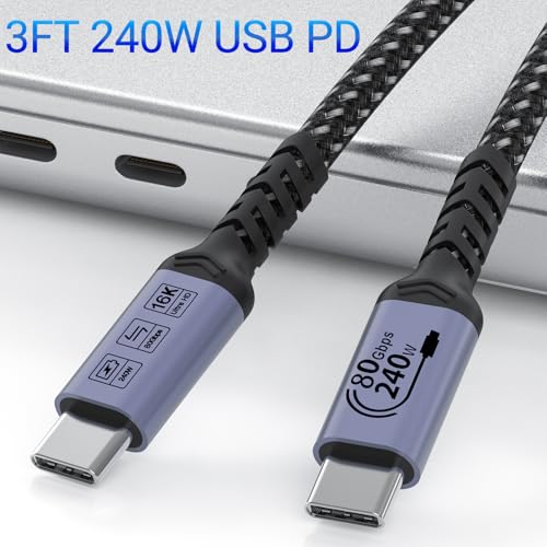 10 FT USB C 3.1 Gen 2 Cable – 2 Pack for High Speed 10 Gbps Data Transfer & 100 W Fast Charging, 4 K 60 Hz Video Output Compatible with Mac Book Pro, Galaxy S21, Thunderbolt 3 – Ultimate Connectivity Solution for Power Users