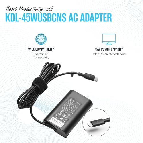 High-Performance 45 W USB-C Dell Laptop Charger – UL Certified Fast Charging Adapter for XPS, Latitude, and Inspiron Models – Exceptional 5 V/20 V 2.25 A Power Delivery with Global Voltage Support – Reliable and Versatile Power Solution for On-the-Go Professionals