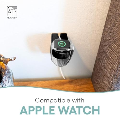 Elevate Your Charging Game: Premium Acacia Wood Wall Mount for Apple Watch Series 9 – Stylish Wooden Dock with 3 M Command Strips for Effortless Installation and Fast Charging Compatibility for All i Watch Models – Space-Saving Design for Modern Living