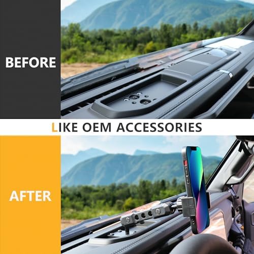 2024-2025 Jeep Wrangler JL Magnetic Phone Mount – Adjustable 360° Dashboard Cradle for Secure Navigation and Hands-Free Use – Sleek Black Finish for Enhanced Interior Style – Quick Installation for Optimal Driving Safety and Convenience