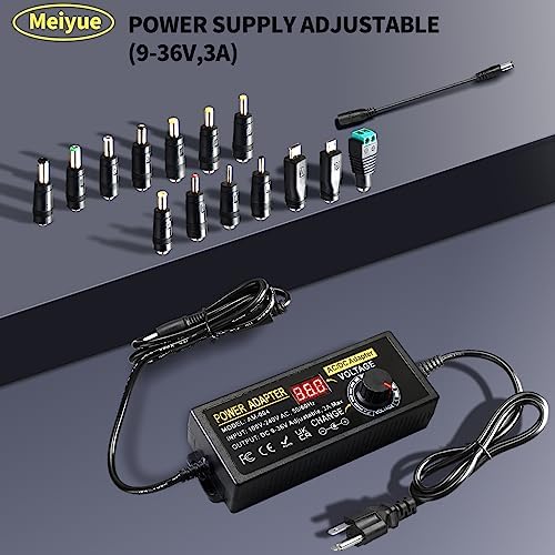 Versatile 108 W Adjustable DC Power Supply with LED Voltage Display – Ultimate Multi-Device Converter for 9 V to 36 V Needs, Featuring 14 Interchangeable Tips & Polarity Adapter for Enhanced Compatibility and Efficiency