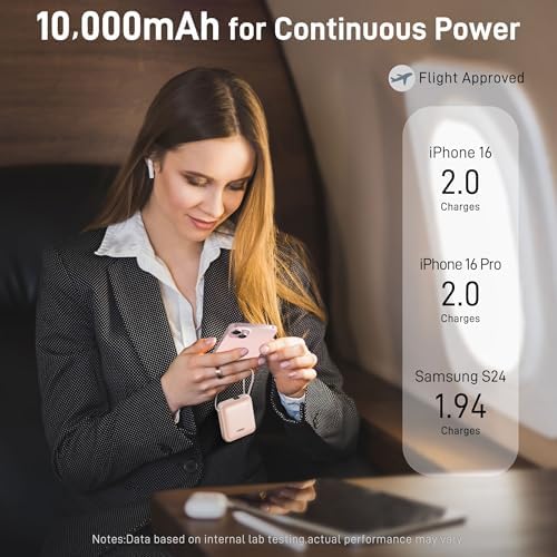 Ultra-Fast 22.5 W Mini Power Bank: 10,000 m Ah Portable Charger with Built-in Cables & LED Display | Charge 3 Devices Quickly | Sleek Design for Travel | Ideal for i Phone, Samsung, Android | Durable & Safe Power Supply for Everyday Use
