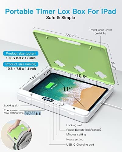 Timer Lock Box for iPad iPhone,Portable Phone Lock Box for Tablets,Folded Phone,Controller,TV remotes, Phone Locker to Help Kids Reduce Screen Time Focus to Achieve Goals(Green) – Enhanced Compatibility and Speed