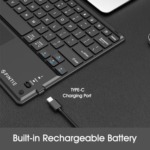 FINTIE Ultra-Slim 4 mm Wireless Bluetooth Keyboard with Multi-Touch Touchpad – Perfect Companion for i Pad, i Phone, Samsung Galaxy, Microsoft Surface & More – Portable, Rechargeable & Versatile Computer Accessory for Effortless Typing and Navigation