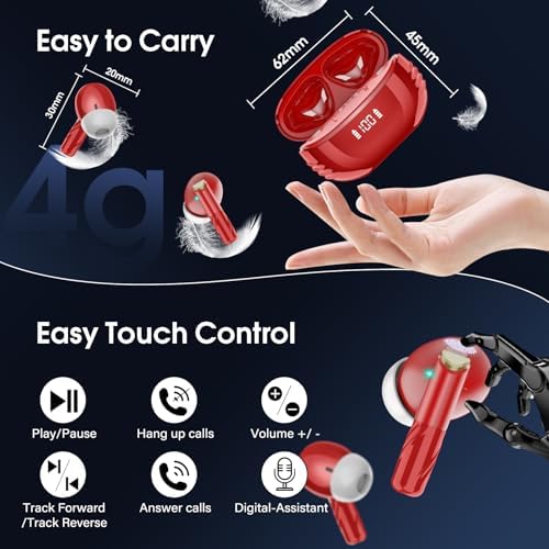 Revolutionary Bluetooth 5.4 Wireless Earbuds with Enhanced ENC Noise Cancellation – 48-Hour Playtime & IPX7 Waterproof Rating for Active Lifestyles – Ideal for Music Aficionados & Fitness Enthusiasts Featuring LED Battery Indicator and Cross-Platform Compatibility with i OS & Android Devices