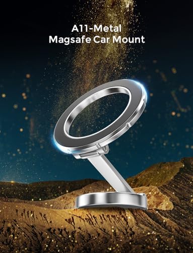Mag Safe Car Phone Mount with 360° Rotational Magnetic Grip – Secure Hands-Free Holder for i Phone 15, 14, 13, 12 Pro Max, Plus, Mini – Sleek Black Design for Effortless Navigation and Enhanced Safety in Your Vehicle
