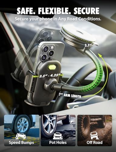 Ultimate Bracketron Car Phone Holder – Versatile Trip Grip Mount for Dashboard & Air Vent with 360-Degree Rotation, One-Handed Release for i Phone, Samsung & Android – Secure, Stylish, and Convenient Driving Companion