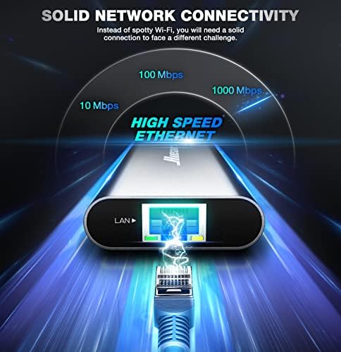 Revolutionize Your Connectivity with the Hiearcool 8-in-1 USB C Hub Ethernet – High-Speed 4 K@60 Hz HDMI, Dual USB 3.0 Ports & Gigabit Ethernet for Mac Book Pro/Air, i Pad, Dell, and Lenovo – Streamline Your Workspace with Effortless Multitasking and Enhanced Compatibility – Ultimate Portable Adapter for Professionals on the Go