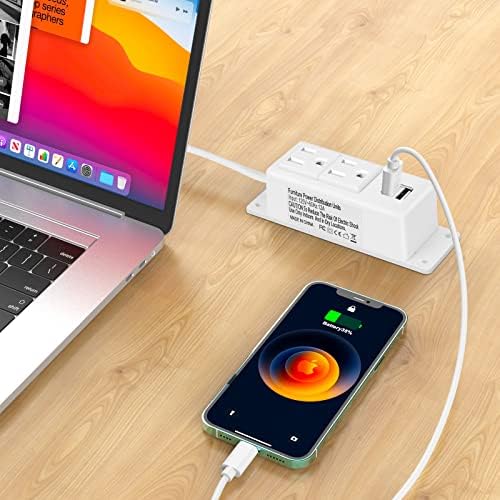 BTU Desktop Power Outlet – Versatile Power Strip with 2 AC Outlets & 2 USB Charging Ports, 6.56 ft Extension Cord, Ideal for Home Office & Nightstand, Mountable Design in Sleek Black for Clutter-Free Spaces – Enhanced Compatibility & Rapid Charging Solution