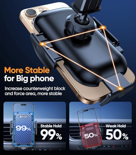 VICSEED Military-Grade Adjustable Phone Holder for Cars – Unmatched 95+ lbs Suction Power for Secure Dashboard, Windshield & Vent Mounting – Universal Compatibility with i Phone & Android – Ultimate Convenience for Safe Driving