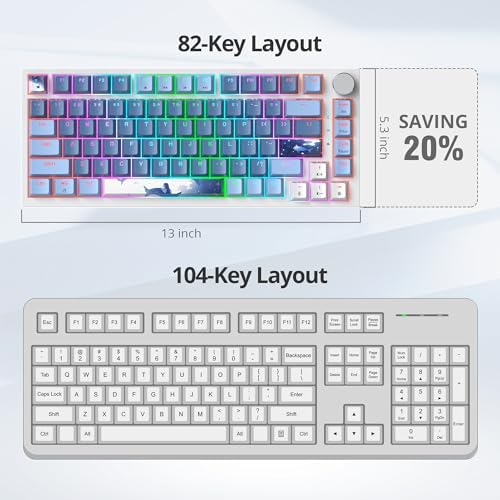 Transform Your Gaming Setup with the 75% Monster B Wired Mechanical Keyboard – 82 Keys, Gasket Mount Design, Hot-Swappable White Switches, RGB Lighting, Programmable Features for Mac/Windows – Unmatched Speed and Comfort for Gamers and Professionals