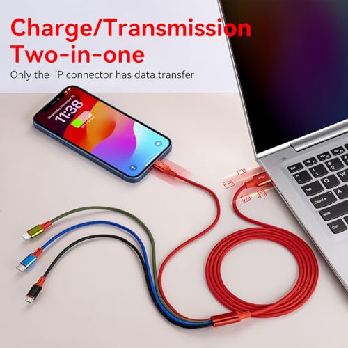 Versatile 4-in-1 Braided Multi USB Charging Cable with Fast Charging Support – Durable 4 A Charging Cord for Smartphones, Tablets, and Gaming Devices – 2 Pack (4 Ft) with IP/USB C/Micro Ports for Seamless Compatibility and Enhanced Performance
