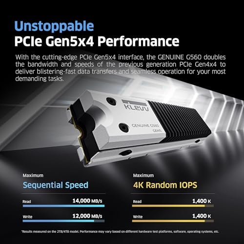 Unleash Lightning-Fast Performance with KLEVV CRAS C910 1 TB NVMe SSD – M.2 2280 Internal Drive with Heatsink for Laptops & Desktops – Experience Up to 5000 MB/s Speeds, Ideal for Gamers and Creators – PCIe Gen4 x4 Enhanced Compatibility & Reliability